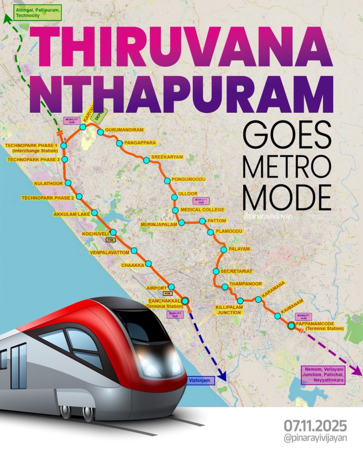 Proposed Thiruvananthapuram metro alignment overview